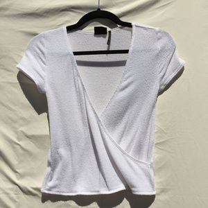 Urban Outfitters Tops - White Short Sleeve Ribbed Crop Top Urban Outfitters Tops - White Short Sleeve Ribbed Crop Top